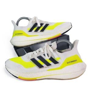 Adidas UltraBoost 21 'White Solar Yellow' Running Shoes FY0401 Women's 8